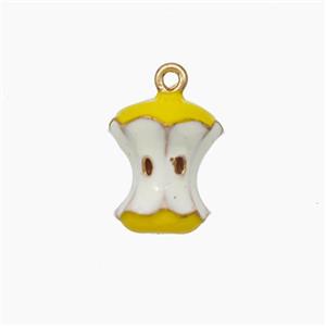 Copper Pear Pendant Yellow White Enamel Gold Plated, approx 8-12mm [FN49896]