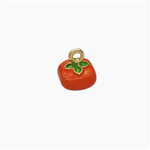 Copper Tomato Pendant Red Enamel Gold Plated, approx 9mm [FN49899]