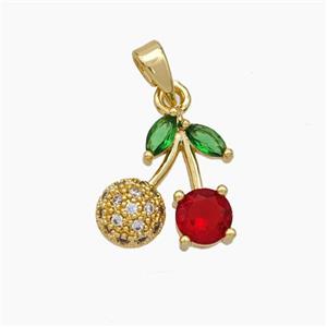 Copper Cherry Pendant Pave Zirconia Gold Plated, approx 13-15mm [FN49900]