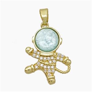 Copper Astronaut Pave Zirconia Acrylic Gold Plated, approx 16-20mm [FN49906]