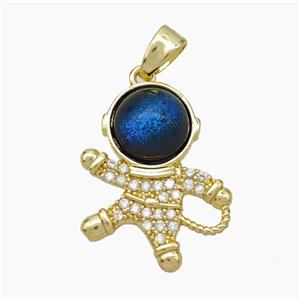 Copper Astronaut Pave Zirconia Acrylic Gold Plated, approx 16-20mm [FN49909]