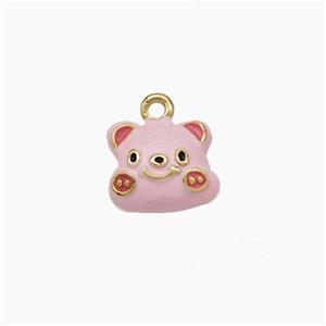 Copper Pig Charms Pendant Pink Enamel Gold Plated, approx 8-10mm [FN49923]