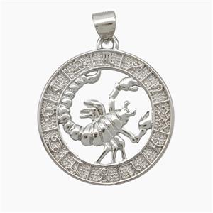 Copper Scorpio Pendant Zodiac Circle Platinum Plated, approx 23mm [FN49933]