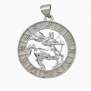 Copper Sagittarius Pendant Zodiac Circle Platinum Plated, approx 23mm [FN49934]