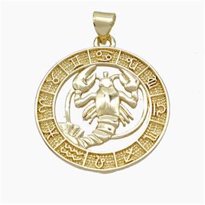 Copper Cancer Pendant Zodiac Circle Gold Plated, approx 23mm [FN49942]