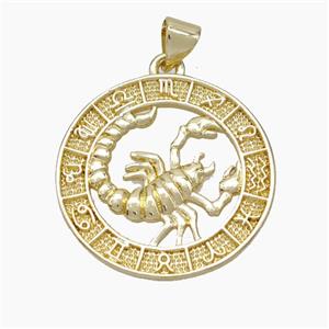 Copper Scorpio Pendant Zodiac Circle Gold Plated, approx 23mm [FN49946]