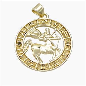 Copper Sagittarius Pendant Zodiac Circle Gold Plated, approx 23mm [FN49947]