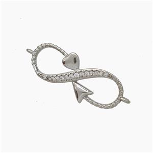Copper Infinity Connector Pave Zirconia Snake Platinum Plated, approx 10-27mm [FN49955]