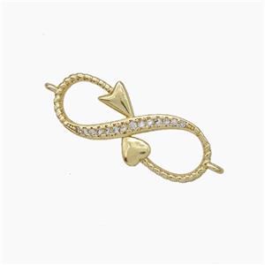 Copper Infinity Connector Pave Zirconia Snake Gold Plated, approx 10-27mm [FN49956]