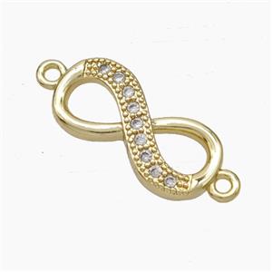Copper Infinity Connector Pave Zirconia Gold Plated, approx 9-19mm [FN49958]