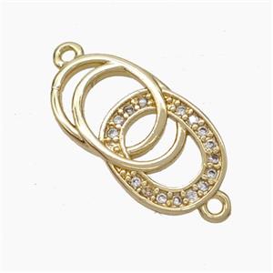 Copper Connector Pave Zirconia Gold Plated, approx 11-20mm [FN49959]