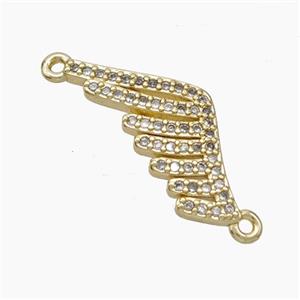 Copper Angel Wings Connector Pave Zirconia Gold Plated, approx 10-20mm [FN49960]