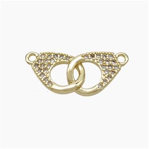 Copper Handcuff Pendant Pave Zirconia Gold Plated, approx 8-18mm [FN49961]