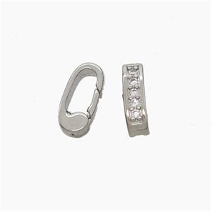 Copper Carabiner Clasp Micropave Zirconia Platinum Plated, approx 5-10mm [FN49967]