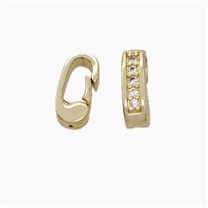 Copper Carabiner Clasp Micropave Zirconia Gold Plated, approx 5-10mm [FN49968]