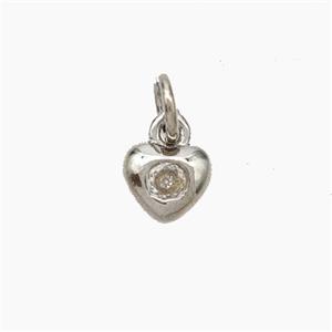 Copper Heart Pendant Pave Zirconia Platinum Plated, approx 6mm [FN49981]