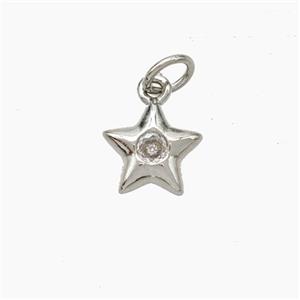 Copper Star Pendant Pave Zirconia Platinum Plated, approx 9mm [FN49983]