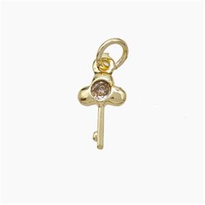 Copper Key Pendant Pave Zirconia Gold Plated, approx 7-10mm [FN49986]
