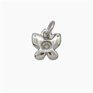 Copper Butterfly Pendant Pave Zirconia Platinum Plated, approx 8mm [FN49989]