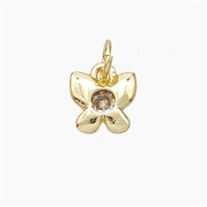 Copper Butterfly Pendant Pave Zirconia Gold Plated, approx 8mm [FN49990]