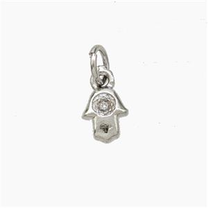 Copper Hamsahand Pendant Pave Zirconia Platinum Plated, approx 6-7mm [FN49991]