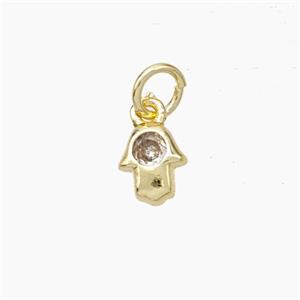 Copper Hamsahand Pendant Pave Zirconia Gold Plated, approx 6-7mm [FN49992]