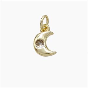 Copper Moon Pendant Pave Zirconia Gold Plated, approx 6-8mm [FN49994]