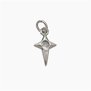 Copper Northstar Pendant Pave Zirconia Platinum Plated, approx 8-11mm [FN49995]