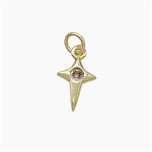 Copper Northstar Pendant Pave Zirconia Gold Plated, approx 8-11mm [FN49996]