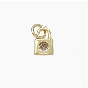 Copper Lock Pendant Pave Zirconia Gold Plated, approx 6-9mm [FN49998]