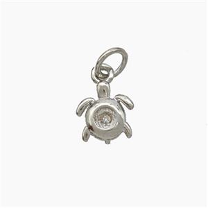 Copper Tortoise Pendant Pave Zirconia Platinum Plated, approx 8mm [FN49999]