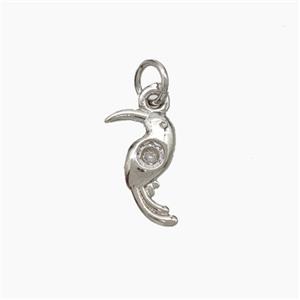 Copper Birds Pendant Pave Zirconia Platinum Plated, approx 8-12mm [FN50001]
