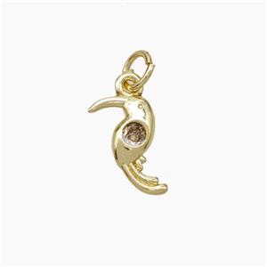 Copper Birds Pendant Pave Zirconia Gold Plated, approx 8-12mm [FN50002]