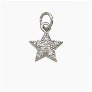 Copper Star Pendant Micropave Zirconia Platinum Plated, approx 10mm [FN50007]