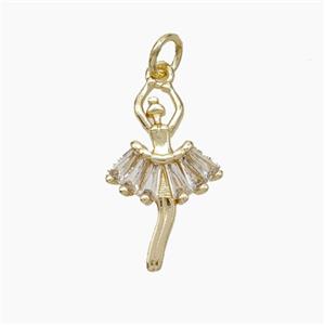 Copper Dancer Girls Pendant Pave Zirconia Gold Plated, approx 12-20mm [FN50009]