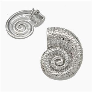 Nautilus Charms Copper Conch Shell Pendant Hammered Platinum Plated, approx 22-27mm [FN50010]