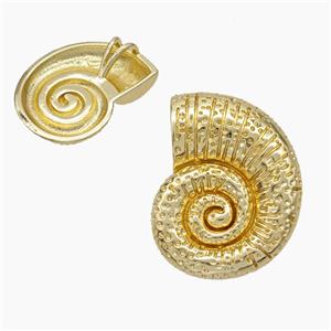 Nautilus Charms Copper Conch Shell Pendant Hammered Gold Plated, approx 22-27mm [FN50011]