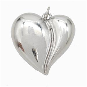 Copper Heart Pendant Platinum Plated, approx 25mm [FN50020]
