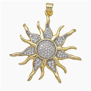 Copper Sun Charms Pendant Pave Zirconia Gold Plated, approx 35mm [FN50025]