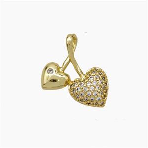 Copper Cherry Pendant Pave Zirconia Gold Plated, approx 13-15mm [FN50029]