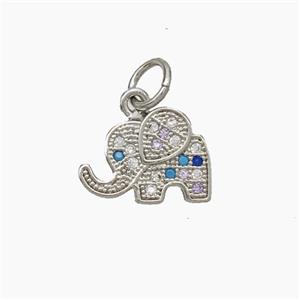 Copper Elephant Pendant Micropave Zirconia Platinum Plated, approx 9-12mm [FN50031]