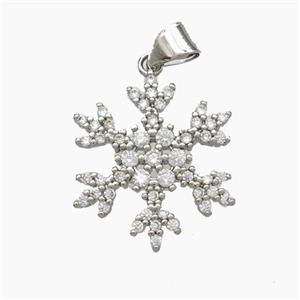 Copper Snowflake Pendant Pave Zirconia Platinum Plated, approx 20mm [FN50041]