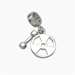 Copper Dumbbell And Fitness Gym Charms Pendant Sports Platinum Plated, approx 10mm, 7mm [FN50056]