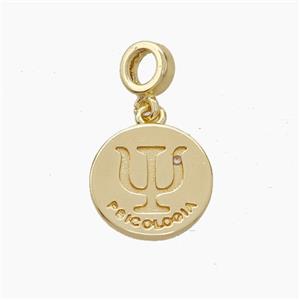Copper Psicologia Symbol Pendant Gold Plated, approx 15mm, 7mm [FN50061]