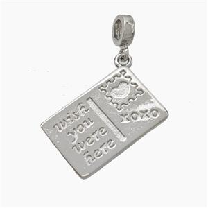 Postcard Charms Copper Pendant Platinum Plated, approx 14-22mm, 7mm [FN50064]