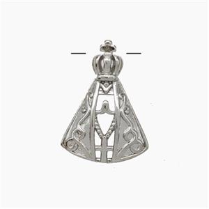 Catholic Cross Crown Charms Copper Pendant Platinum Plated, approx 12-16mm [FN50074]