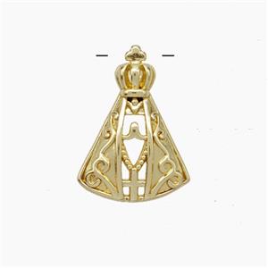 Catholic Cross Crown Charms Copper Pendant Gold Plated, approx 12-16mm [FN50075]