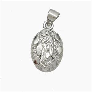 Virgin Mary Charms Copper Pendant Platinum Plated, approx 12-15mm [FN50076]