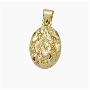 Virgin Mary Charms Copper Pendant Gold Plated, approx 12-15mm [FN50077]