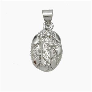 Jesus Charms Copper Pendant Platinum Plated, approx 12-15mm [FN50078]